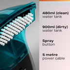 Hausmeister Hydroflex Carpet Cleaner Machine, Upholstery Cleaner Machine for Couch, Car Seats & Pet Stains, 500W Powerful Handheld Deep Cleaner with 3 Brush Heads (Machine + 1 Cleaning Solution) - Image 5
