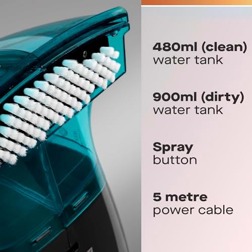 Hausmeister Hydroflex Carpet Cleaner Machine, Upholstery Cleaner Machine for Couch, Car Seats & Pet Stains, 500W Powerful Handheld Deep Cleaner with 3 Brush Heads (Machine + 1 Cleaning Solution) - Image 5