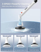 MayKing Electric Spin Scrubber with 9 Brush Heads, IPX7, Model White - Image 6