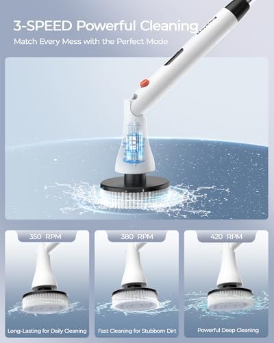 MayKing Electric Spin Scrubber with 9 Brush Heads, IPX7, Model White - Image 6