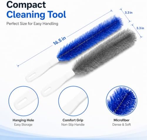 2PCS Fan Cleaning Brush Bendable Microfiber Duster Cleaner Window Head Reusable Dust Remover Crevice Blind Vent Removal Tool Screen Ceiling Car Ac Cepillos para Limpieza Gap Whole House (Blue Gray) - Image 4