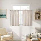 36 Inch Bathroom Window Curtain Privacy Semi Sheer Light Filtering by DUKIYO