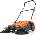 VEVOR Walk-Behind Hand Push Floor Sweeper, Manual Floor Sweeper Non-Electric with 25.6" Sweeping Width, 5 Gallons Waste Container & Adjustable Folding Handle for Yards Walkways Patios Garages - Orange by VEVOR