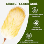 Natural Lambswool Duster 20 Inch Handheld with Wooden Handle Duster Dusting Tool for Blinds Electronics Furniture Delicate Surfaces (2Pcs) - Image 3