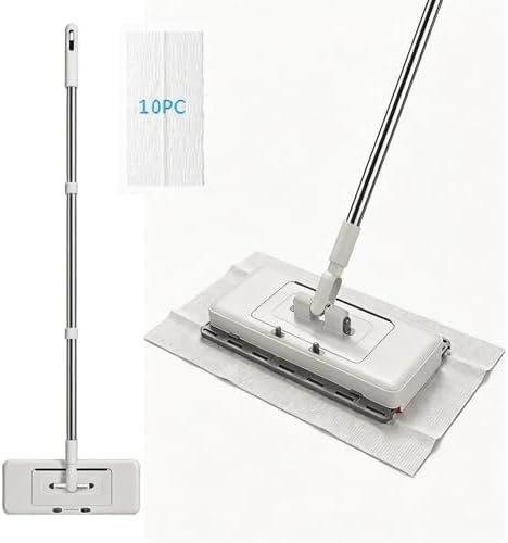 Upgrade Push Clamp Mop Kit - 2-in-1 Lazy Dust Mop with 10 Dust Cloths by KZKR