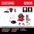 CRAFTSMAN 16 Gal. 6.5 Peak HP and 1.75 Peak HP Powerhead Vacuum Bundle - Image 3