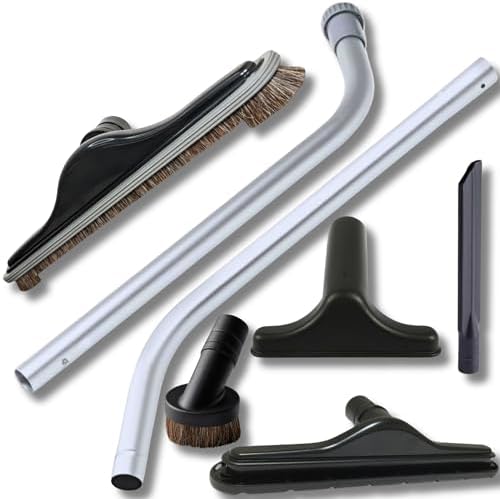 Commercial Backpack Vacuum Attachment Kit 1 1/2" - Compatible with ProTeam, Tennant, Sandia, Powr-Flite & More - with Aluminum S-Wand, Hard Floor Tool, Crevice Tool, Dust & Upholstery Brush 7-Pack by ALLPARTSETC