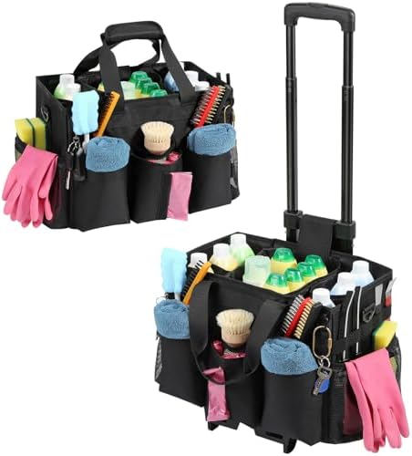 Housolution Rolling Cleaning Caddy Bag with Wheels, Black by Housolution