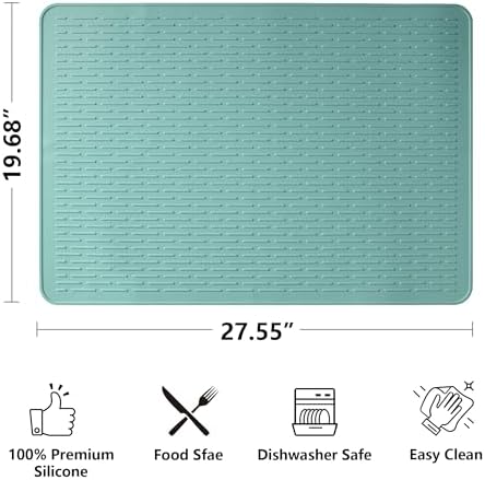 Stove Top Cover for Electric Stove- Range Covers for Electric Stove,Silicone XXL Dish Drying Mat, Glass Cooktop Covers, Flat RV Range top Mats (Aqua, 28"x20") - Image 2