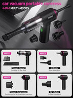 Mini Car Vacuum Portable Cordless with LED Light, 15000PA Powerful Suction, 80W High Power, One-Click Empty, Dual Hepa Filter, Y8plus Car Vacuum Cleaner & Air Duster for Home, Desk, PC, Keyboard - Image 6