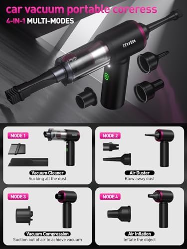 Mini Car Vacuum Portable Cordless with LED Light, 15000PA Powerful Suction, 80W High Power, One-Click Empty, Dual Hepa Filter, Y8plus Car Vacuum Cleaner & Air Duster for Home, Desk, PC, Keyboard - Image 6
