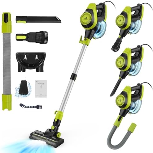 Intercleaner 23Ft Corded Vacuum Cleaner,2 Operation Mode Powerful Suction Stick,19''-30'' Adjustable Tube Handheld Vac for Hard Floors Carpets Pet Hair,Wall Mount Storage by Intercleaner
