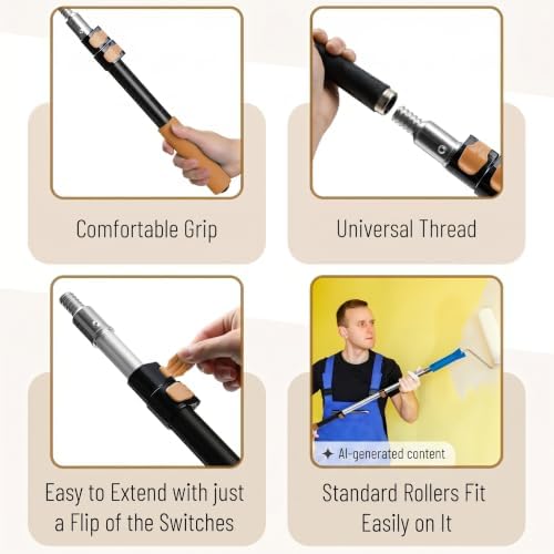 Bates- Telescopic Extension Pole, 3 Ft, Aluminum Alloy, Sturdy Multi-Purpose Extension Pole with Flip-Lock Design for Painting, Dusting and Cleaning - Image 3