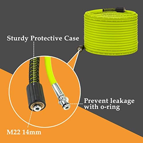 M MINGLE Pressure Washer Hose 50 FT x 1/4", M22 14mm Fittings, 3600 PSI - Image 6