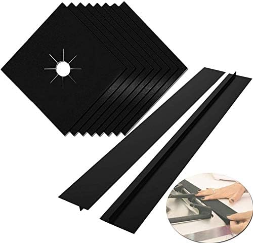 MSDADA Stove Covers, 8 Pcs 0.2 mm 10.6" x 10.6" Gas Range Protectors with 2 Pcs 21” Silicone Gap Cover Keep Stove Clean, Double Thickness, Reusable, Non-Stick, Easy to Clean by ColoryourlifewithMSDADA