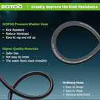 SCITOO 3/8" Pressure Washer Hose 100ft 6000psi 2-Braid - Image 5