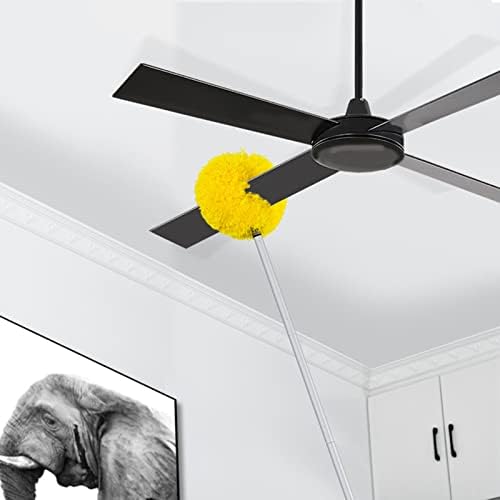 Washable Ceiling Fan Cleaner from 13 to 50 Inch Microfiber Duster with Telescoping Extension Pole, Fit for Cleaning High Ceiling Fan, Furniture, Blinds, Car (Yellow) - Image 2