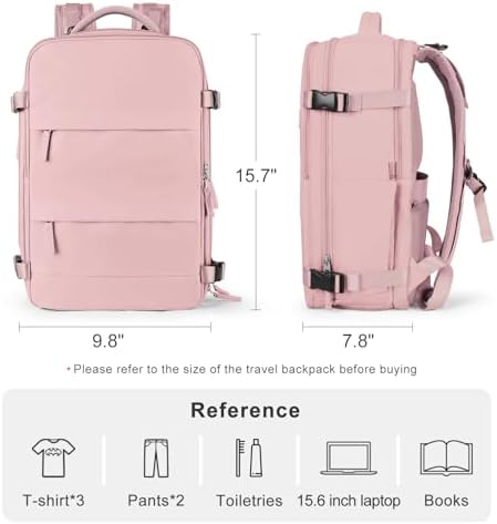 Travel Backpack for Women Airline Approved Carry on Backpack for Airplanes Mochila De Viaje Personal Item Travel Bag Spirit Airlines Personal Item Bag 18x14x8 Backpack for Traveling on Airplane Pink - Image 3