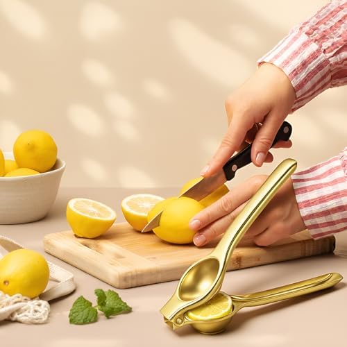 Sawysine 5 Pcs Gold Kitchen Appliances Includes 5 Quart Gold Colander and 2 Pcs Strainer Set, Lemon Squeezer, Stainless Steel 4 Sides Grater Slicer with Handle for Kitchen - Image 6