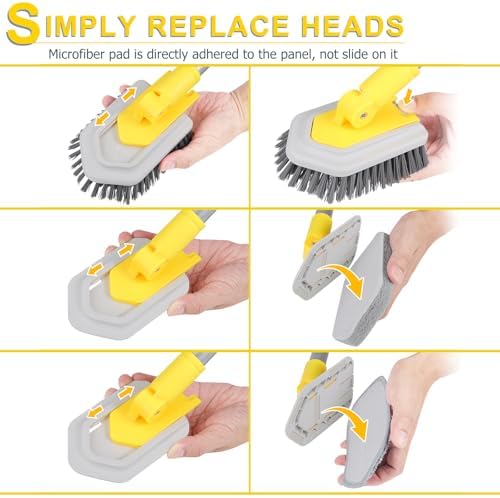 Lalafancy Baseboard Cleaner Tool with Handle 3 Reusable Cleaning Brush Pads - Image 5