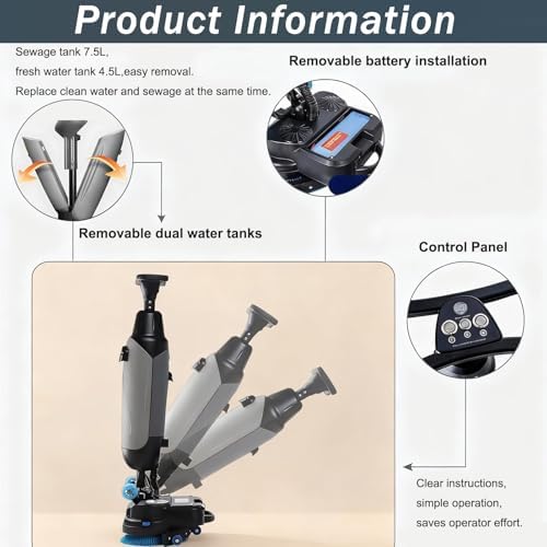 Commercial Floor Scrubber Machine, Electric Buffer Polisher, Dual - Image 5