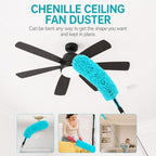 High Ceiling Duster Kit with 3-8FT Heavy Duty Extension Pole, Reaches Up to 13FT, Includes Microfiber Feather Duster, Cobweb and Ceiling Fan Duster, Window Squeegee Cleaner & Skylight Hook (8FT) - Image 5