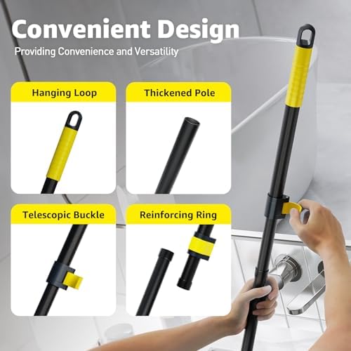 Grout Brush with Long Adjustable Handle - Telescopic, Rotation Tile Grout Cleaning Tool, V-Shape Shower Scrubber Cleaner Stiff Bristle for Cleaning Bathrooms Tile Floors, Baseboards and Corners - 59in - Image 6