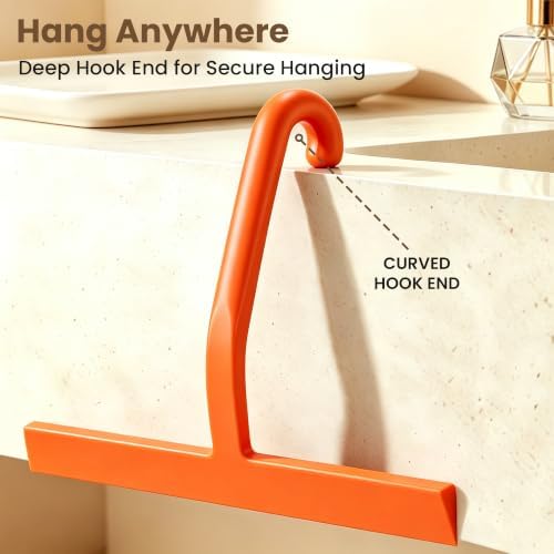 10 Inch Silicone Shower Squeegee for Glass Doors, Streak-Free, Orange - Image 4