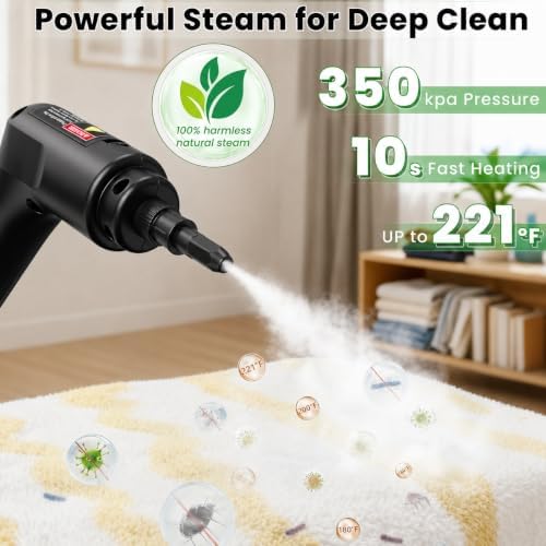 Handheld Steam Cleaner for Home, 15s Heat Up, 1.69 QT Tank, 3 Steam Levels - Image 2