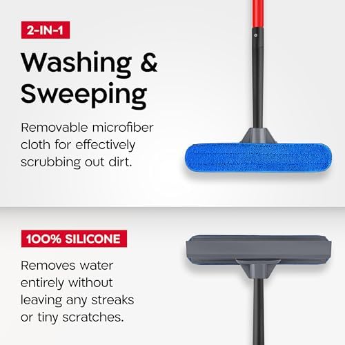 Tyroler Window Squeegee with Extension Pole 12"-110" | 100% Silicone Head - Image 2