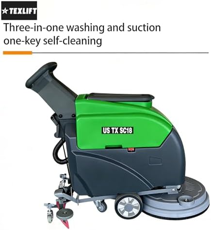 Walk-Behind Commercial Floor Scrubber Machine, 18″ Cleaning Width, Battery Powered Scrubber Dryer with 13 Gal Tanks for Warehouse, Retail & Facility Cleaning (US-TX-SC18) - Image 5