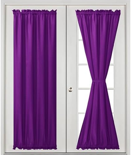 Hiasan French Door Curtains Privacy, Royal Purple, 24W x 72L, 1 Panel - Image 2