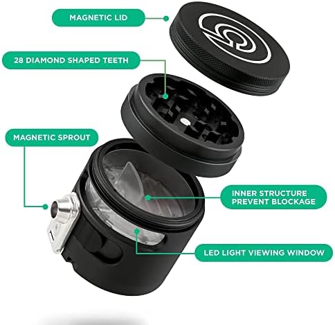 Cloudious9 - Tectonic9 Manual Grinder Automatic Dispenser Large 2.5" Aluminum Alloy (Black), For Home & Kitchen Only - Image 4