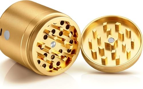 MANUAL Grinder AUTOMATIC Dispenser Large 2.5" Aluminum Alloy, for HOME & KITCHEN ONLY (Gold) - Image 2