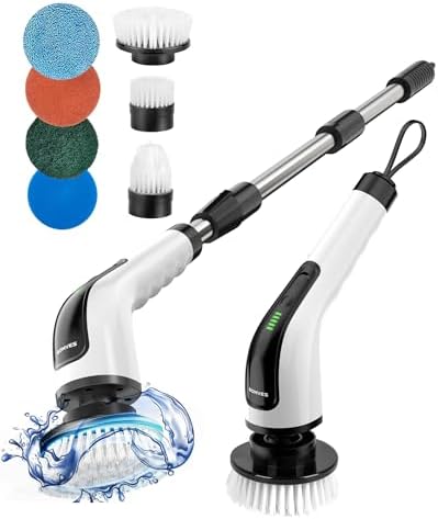 Electric Spin Scrubber, Power Shower Cleaning Brush with Long Handle by Bomves