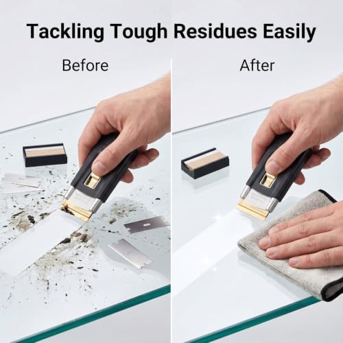 44pcs Ceramic Razor Blade Scraper Set with 4 Handles & 40 Blades, Glass Stove Top Scraper for Cleaning Oven Door, Window Scraper for Removing Paint, Stickers, Adhesive, Decals, Ceramic Blade Kit - Image 3