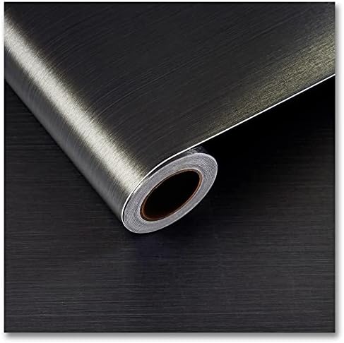 CRE8TIVE Bronze Black Brushed Stainless Steel Contact Paper 24"x354" Heat Resistant Metallic Wallpaper Peel and Stick Oil Proof Rust Resistant Self Adhesive Roll for Kitchen Appliances Stove Cabinets by CRE8TIVE