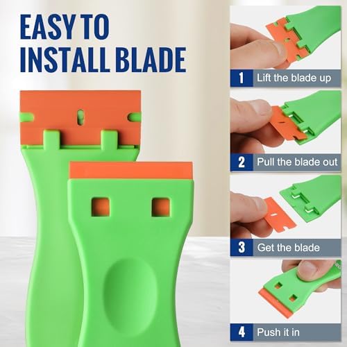 WORKPRO Plastic Razor Blade Scraper Kit, 3 Scrapers with 120 Blades - Image 4