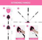 Qydipclin 10pcs Windshield Cleaner Tool, Car Window Cleaning Wash Kit with 4 Reusable Microfiber Pads 1 Spray Bottle and Extendable Handle Auto Glass Wiper Kit, Pink - Image 5