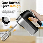 Hand Mixer Electric, 450W Kitchen Mixers with Scale Cup Storage Case, Turbo Boost/Self-Control Speed + 5 Speed + Eject Button + 5 Stainless Steel Accessories, For Easy Whipping Dough, Cream, Black - Image 4