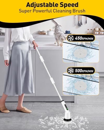 Electric Spin Scrubber for Bathroom, Shower Scrubber with Long Handle - Image 3
