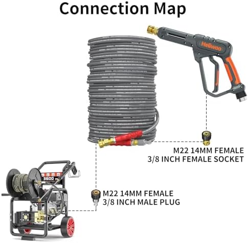 1/4’’ Pressure Washer Hose 125FT, Steel Wire Biaided Hose 4200PSI - Image 7
