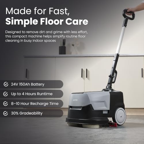 Battery Powered Walk Behind Mini Automatic Floor Scrubber Machine – Compact & Portable, 15” Cleaning Width, 90-Minute Runtime, 170 RPM – Ideal for Small Commercial Spaces, Offices, Retail & More - Image 6