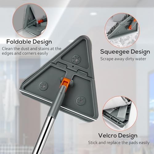 Base Board Cleaner Tool with Handle, Wall Cleaner Mop, 8 Pads - Image 4