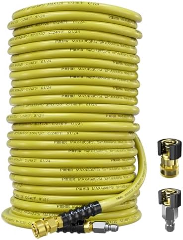 POHIR 100ft Pressure Washer Hose 3/8" 4800 PSI with 3/8 Quick Connect by POHIR