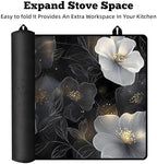 Multi-Design Stove Top Cover for Glass/Electric Stoves - 3-in-1 Heat-Resistant Protector Mat, Non-Slip Drying Rack 28"x20" (White Flowers, 28" L x 20" W) - Image 6