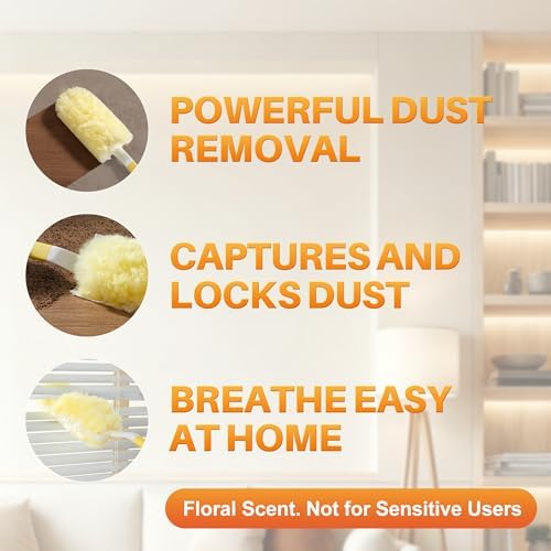 Heavy Duty Duster Refills for Swiffer Duster, 24 Count Yellow Refills with 1 Handle, Disposable Dusters for Cleaning Electronics, Furniture, Blinds - Image 3
