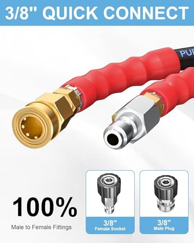 3/8'' Pressure Washer Hose 4800PSI, Steel Wire Biaided Hose 25FT - Image 4