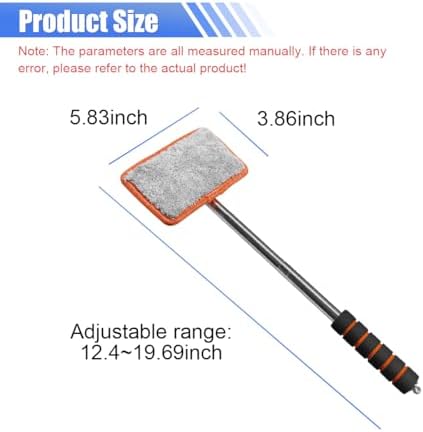 Car Windshield Cleaner Tool, Retractable Rearview Mirror Brush with Extendable Handle, Microfiber Window Washing Pad, Portable Auto Glass Wiper for Car Home Office (Orange) - Image 2