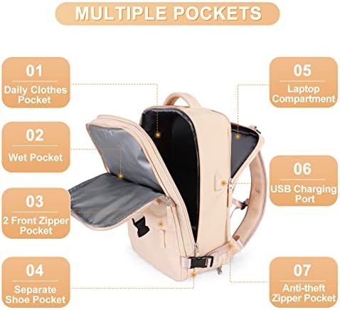 coofay Carry On Backpack Flight Approved Personal Item Travel Backpack For Women Airline Approved Waterproof Sports Luggage Backpack Casual Daypack Small Hiking Backpack - Image 4
